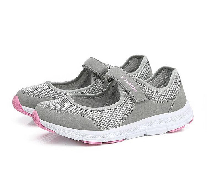 Woman wearing AirFlow breathable comfort slip-on shoes, ideal for casual everyday activities and footwear.