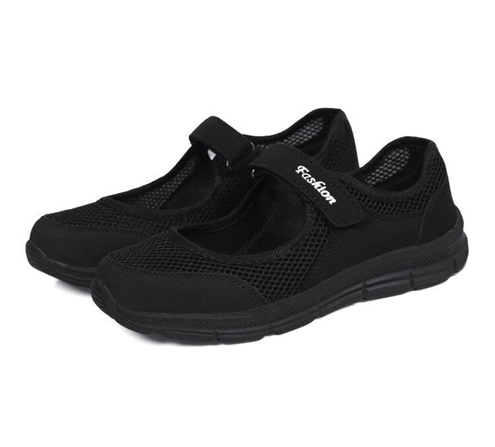 Side view: Lightweight AirFlow slip-on shoes for women. Breathable mesh provides comfort for casual daily use.
