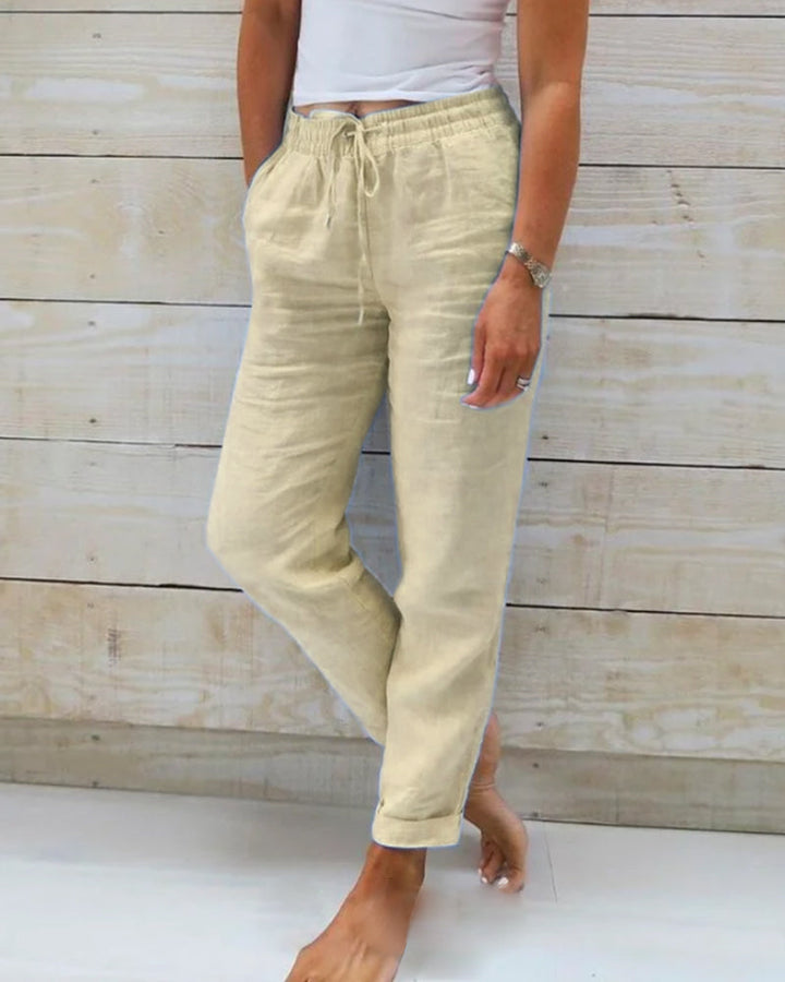 Loose fit women's casual trousers, perfect for summer fashion, vacation style, and breezy comfort.