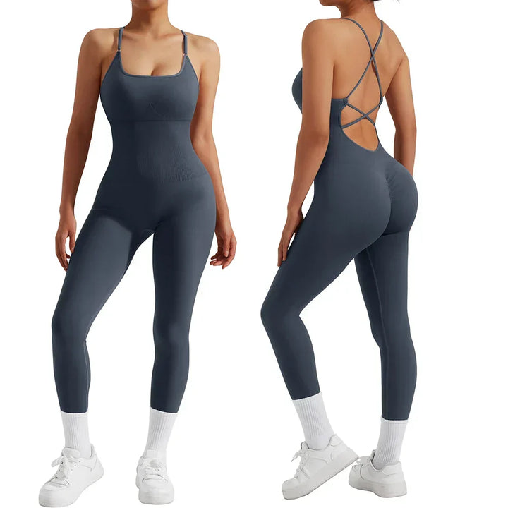 Nova women's all-season fitness jumpsuit. Stylish, comfortable activewear for gym, yoga & versatile wear.
