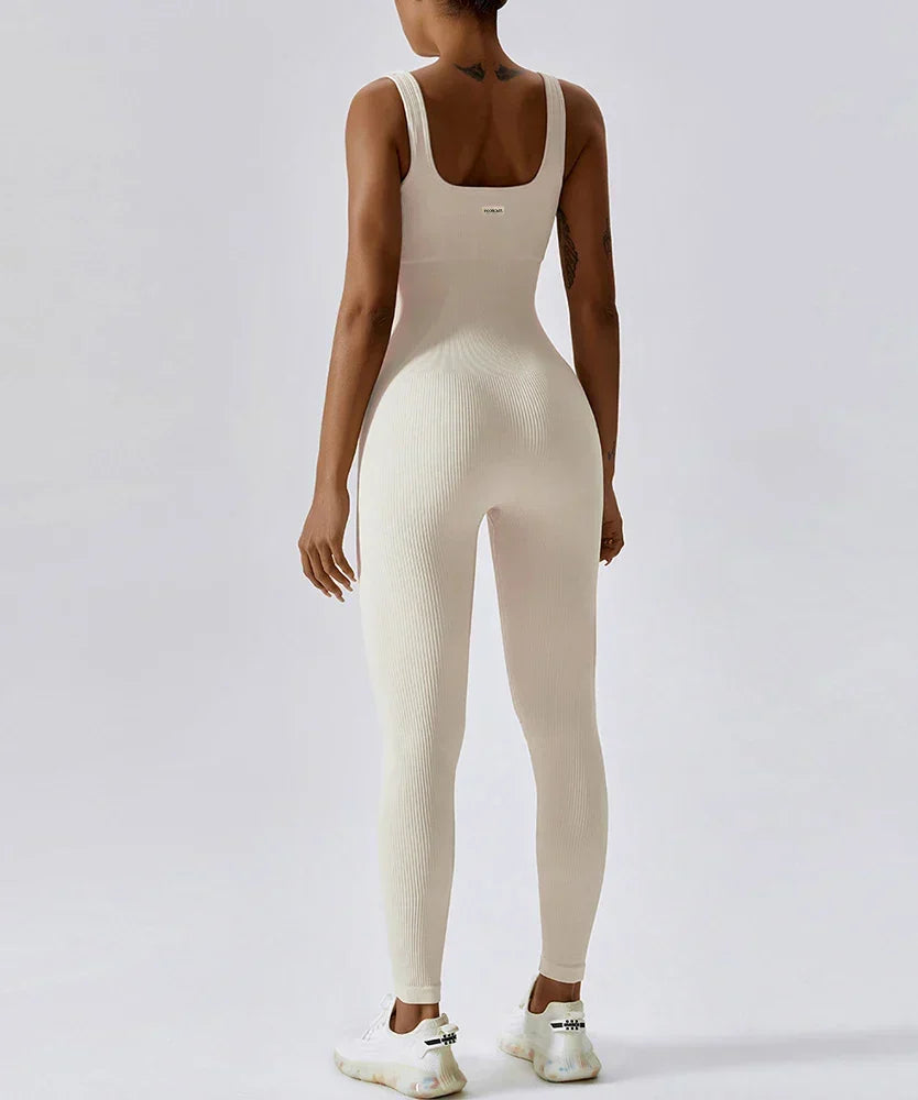 Comfortable women's fitness jumpsuit, ideal for yoga, gym workouts, or stylish casual wear.