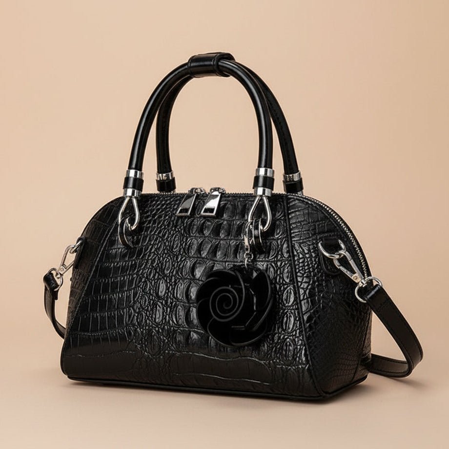 Modern women's alligator texture evening bag, a luxurious faux leather statement accessory.