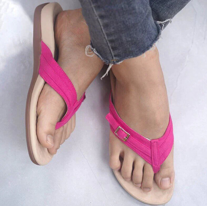 Comfortable women's slip-on sandals with EVA footbed for summer walking & foot pain relief.