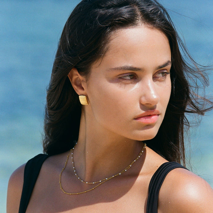 Elegant Amara choker necklace with double beads, perfect women's accessory.