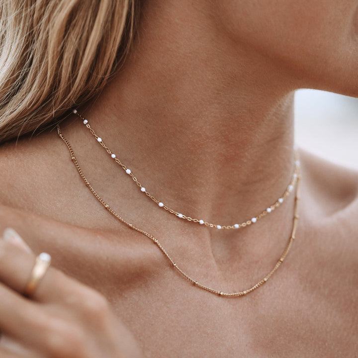Adjustable double bead Amara choker, a beautiful women's necklace jewelry.