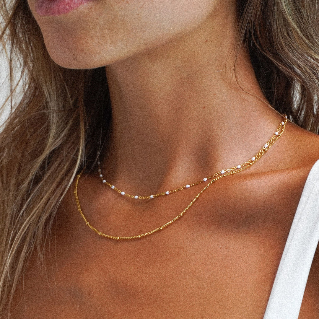 Chic Amara double bead choker necklace, essential women's modern jewelry.
