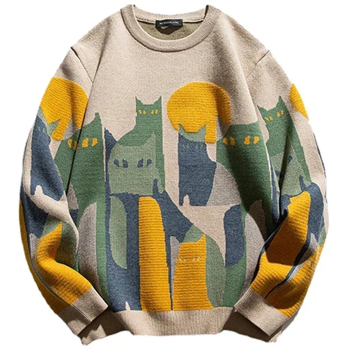 Stylish Amara patterned knit sweater for women. Versatile long-sleeve top, perfect for cozy winter outfits.