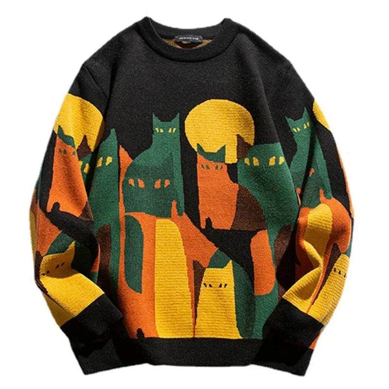 Comfortable women's patterned long-sleeve sweater. A chic and cozy knit jumper for versatile daily wear.