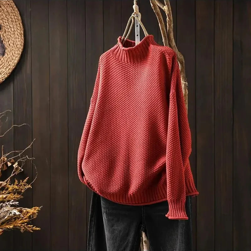 Stylish women's relaxed fit pullover sweater, perfect for fall fashion, winter wear & versatile everyday outfits.