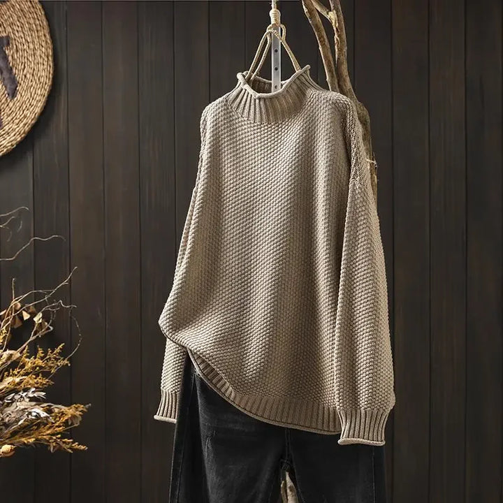Cozy long sleeve women's Amara pullover sweater, featuring a comfortable relaxed fit for casual everyday wear.