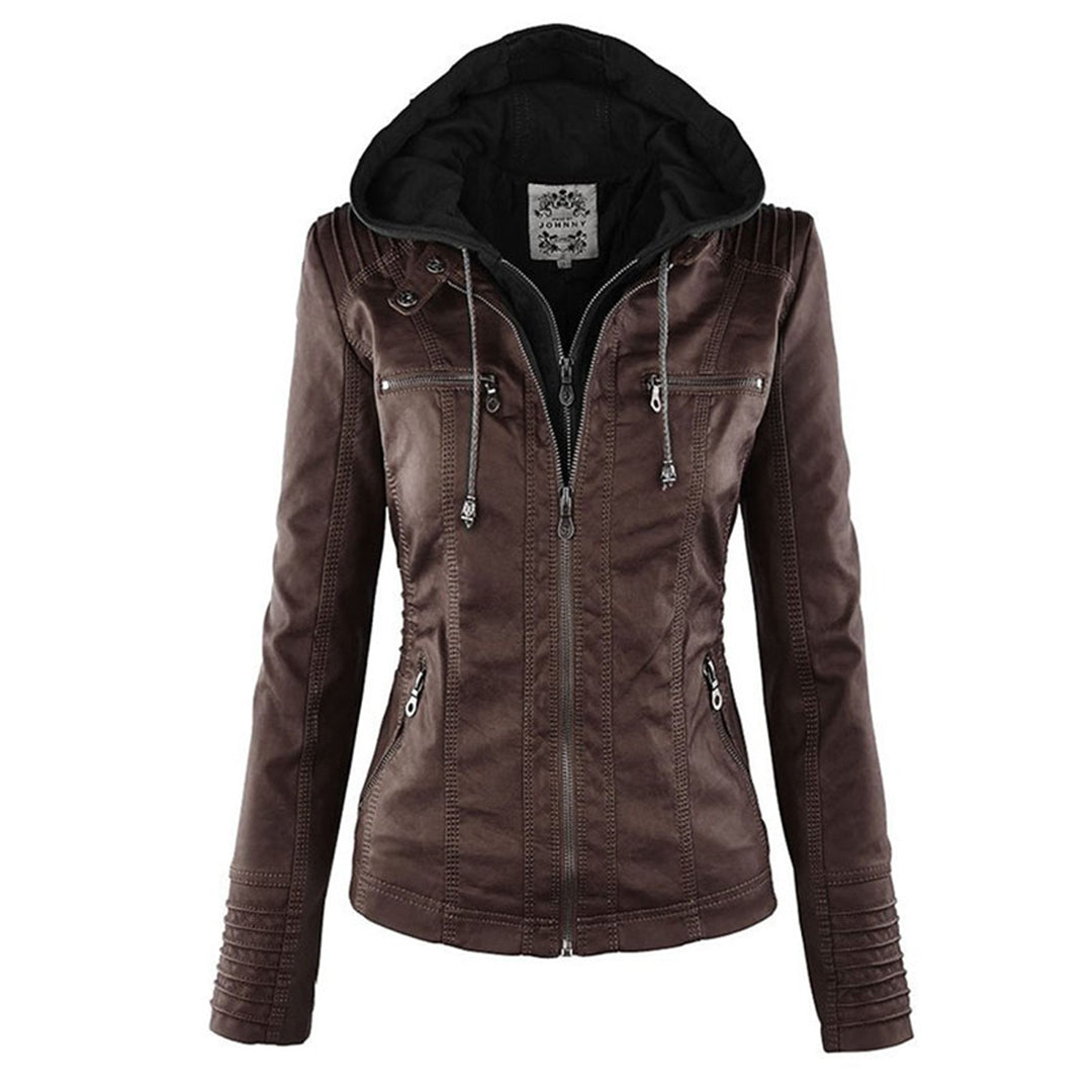 Amara women's short leather jacket, designed for effortless style and warm weather versatility.