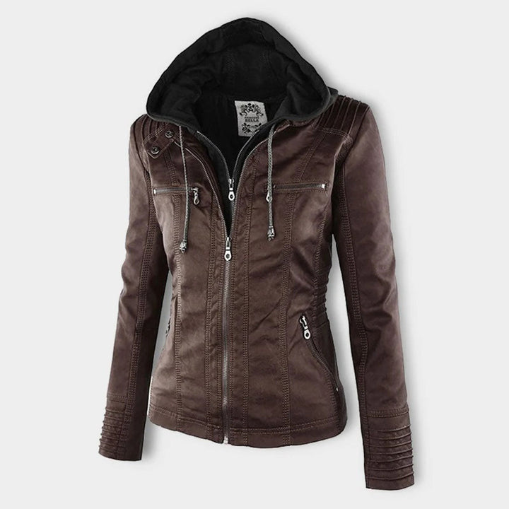 Elegant Amara short leather jacket for women, a versatile and lightweight piece for spring/summer fashion.