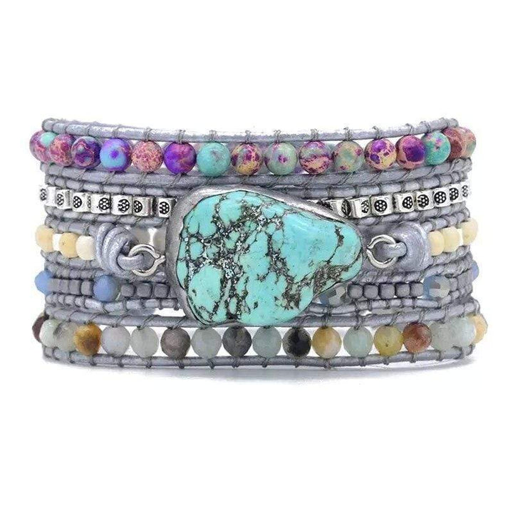 Stylish women's turquoise healing stone wrap bracelet, perfect spiritual accessory
