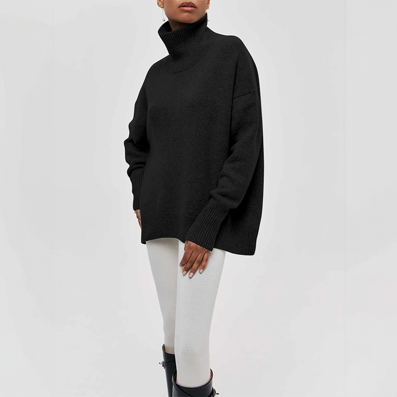Amelie women's turtleneck pullover. A cozy and chic sweater, perfect for warm, stylish winter fashion.