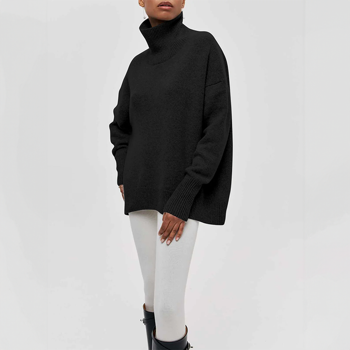 Amelie women's turtleneck pullover. A cozy and chic sweater, perfect for warm, stylish winter fashion.