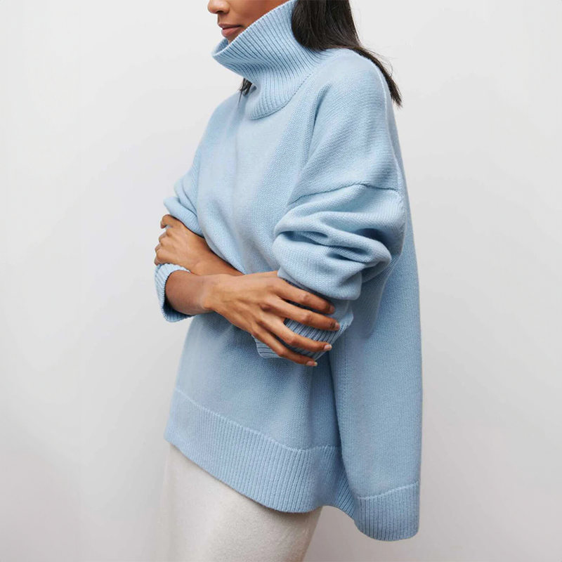 Cozy Amelie women's turtleneck pullover sweater. Warm, stylish, and versatile for chic winter outfits.