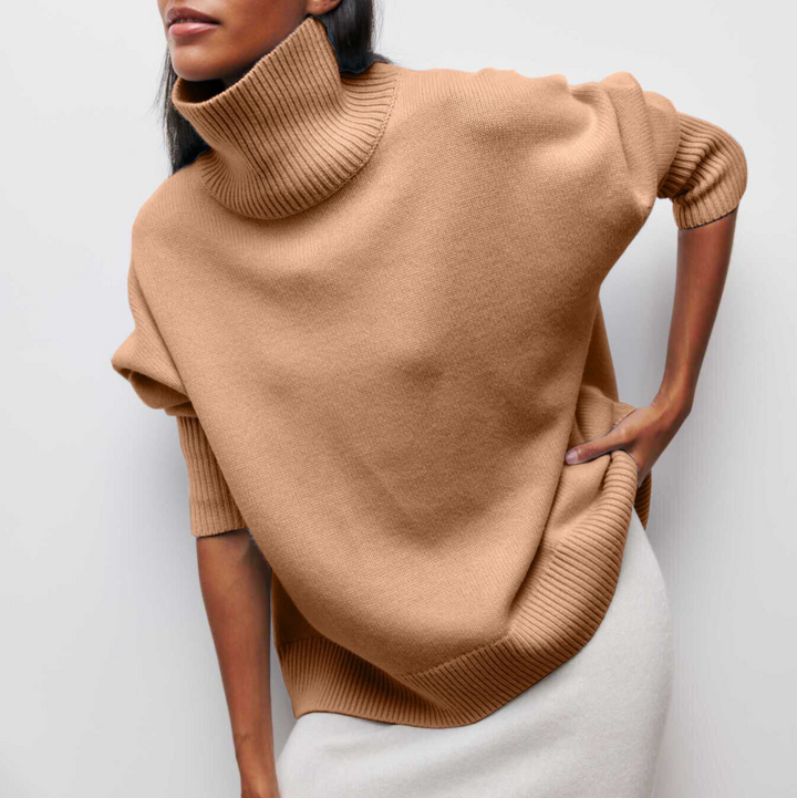 Chic women's Amelie turtleneck sweater. A cozy and warm fashion staple for elegant winter styling.