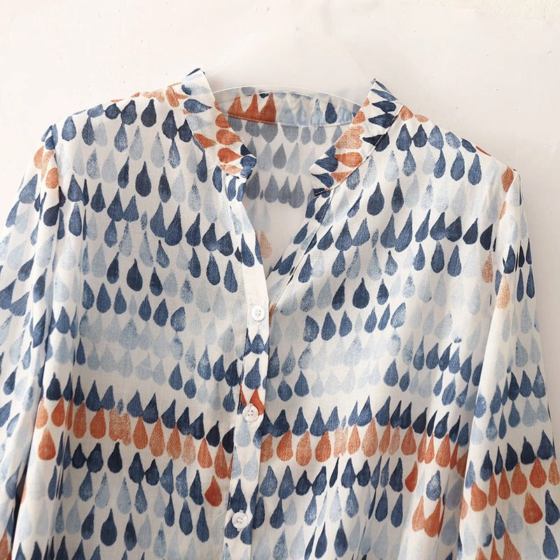 Effortless Amera flowy blouse for women. Comfortable, relaxed fit casual top perfect for spring & summer versatile style.