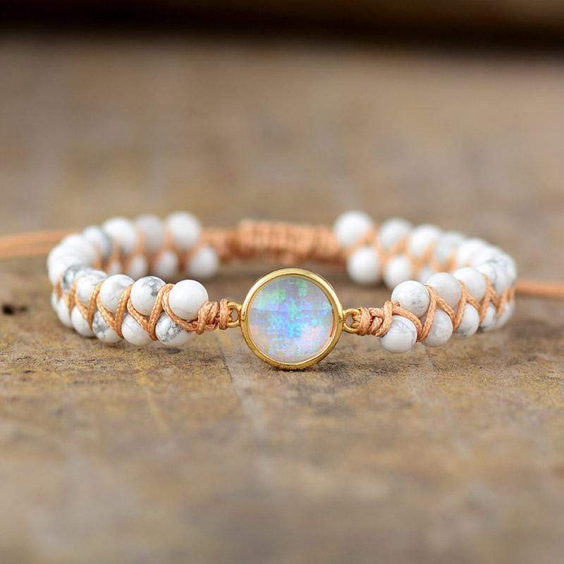 Elegant women's amethyst and opal yoga bracelet, a spiritual accessory for daily wear and meditation