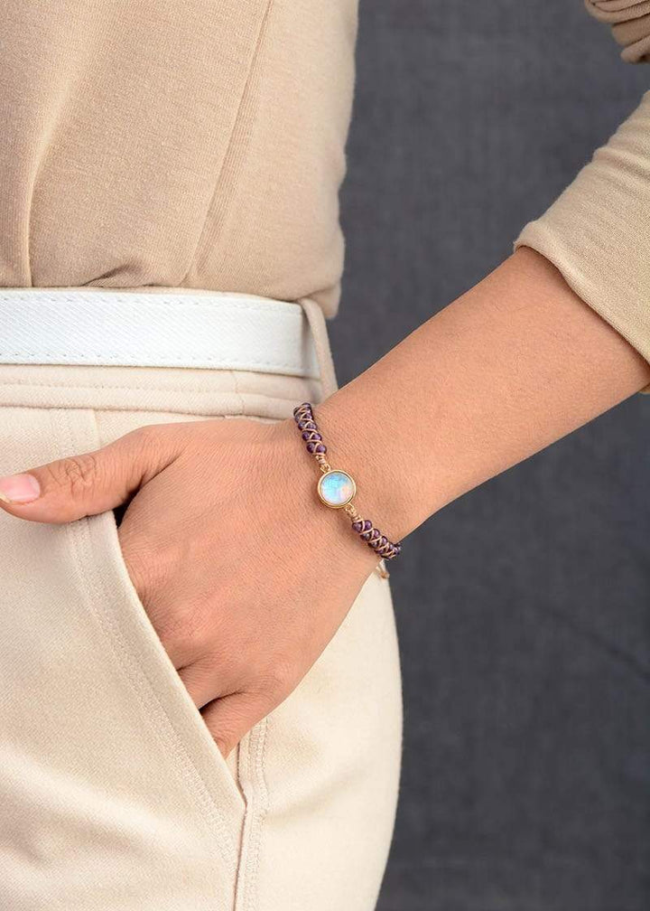 Women's healing stones yoga bracelet: a unique amethyst and opal design for spiritual well-being