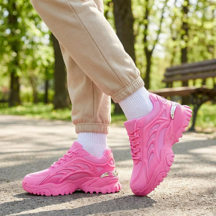 Women's Angelica fashion sneakers with thick sole, breathable mesh, and lace-up closure for comfortable everyday wear
