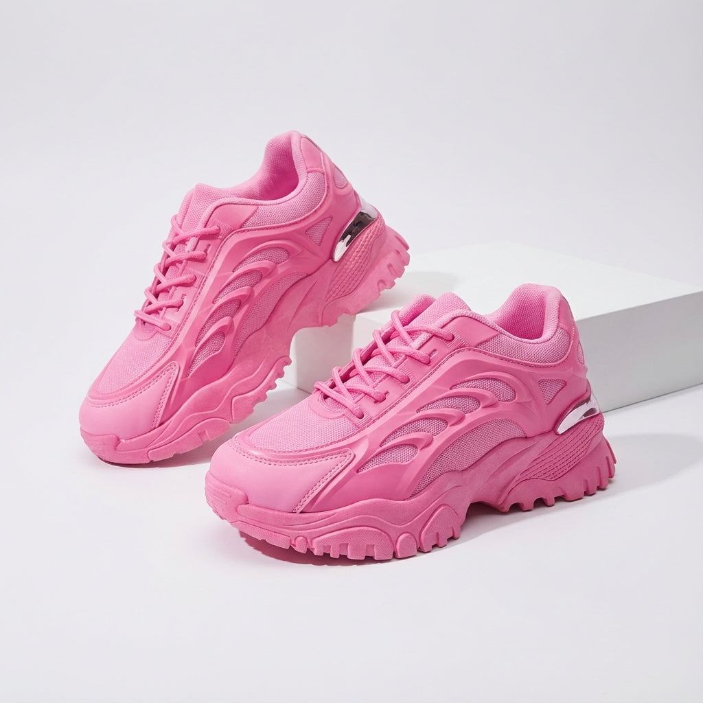 Lace-up women's fashion shoes: Angelica sneakers with a prominent thick sole, ideal for comfortable leisure activities