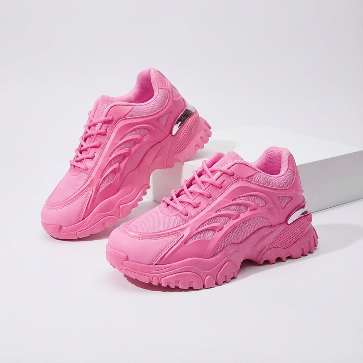 Lace-up women's fashion shoes: Angelica sneakers with a prominent thick sole, ideal for comfortable leisure activities
