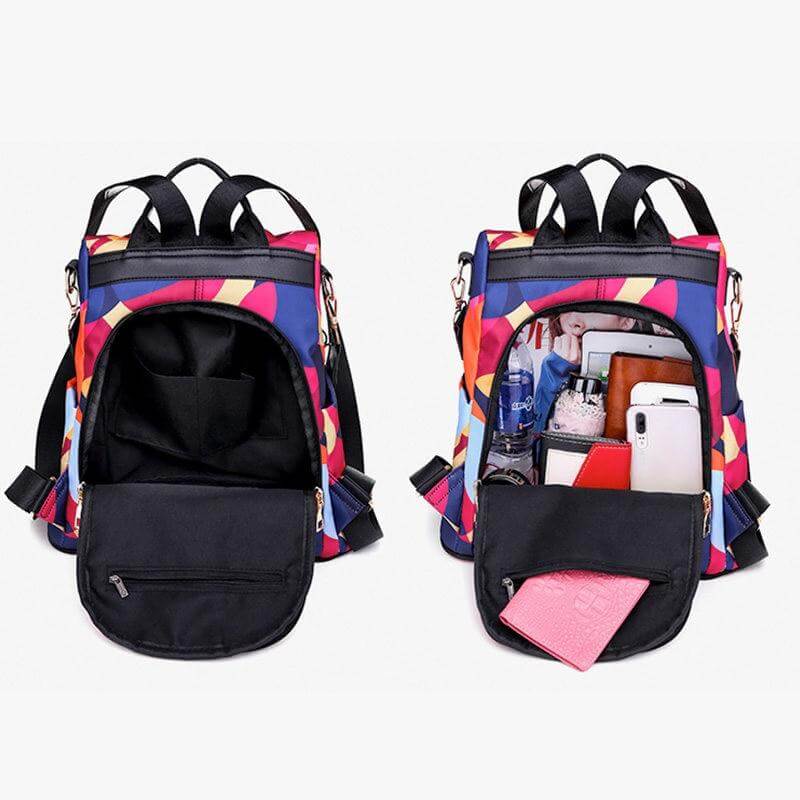 Secure SafeHold women's anti-theft backpack, water-resistant, ideal for daily commutes & safe travel.