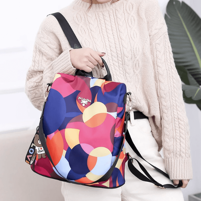 Women's water-resistant anti-theft backpack, multi-pocket design, perfect for safe daily carry & travel.