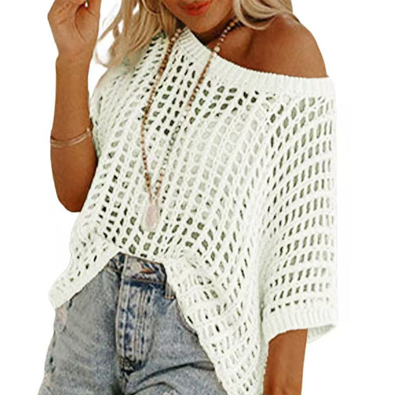 Trendy apricot mesh short sleeve top for women. Stylish fishnet tee, perfect for date night or casual chic outfits.
