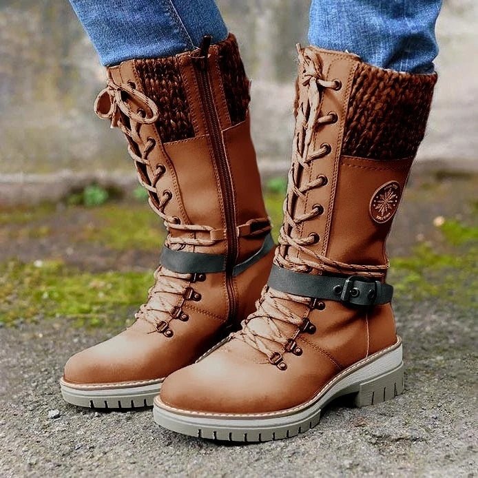 Warm women's knee-high winter boots with orthopedic support, perfect for stylish cold-weather comfort.