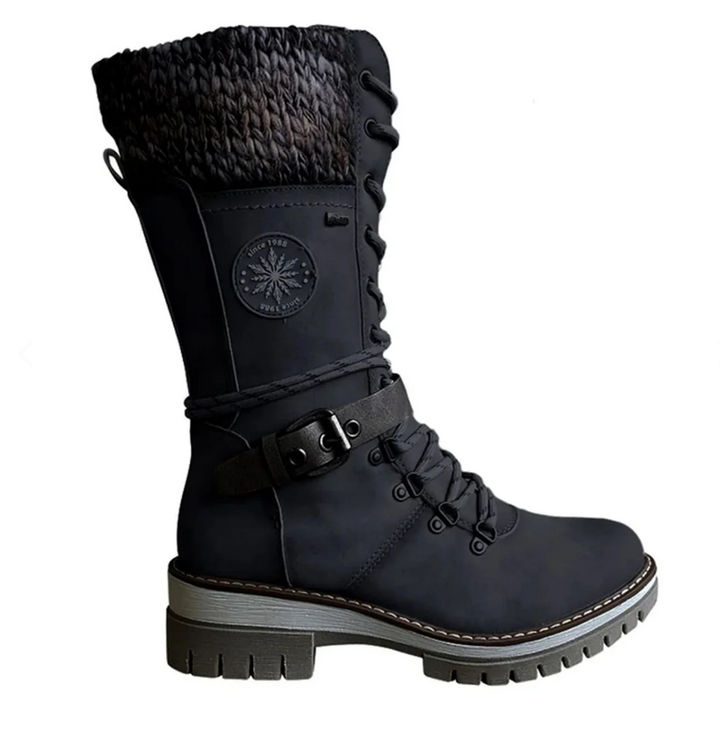 Cozy women's orthopedic knee-high winter boots, designed for supreme comfort and warmth in snowy conditions.