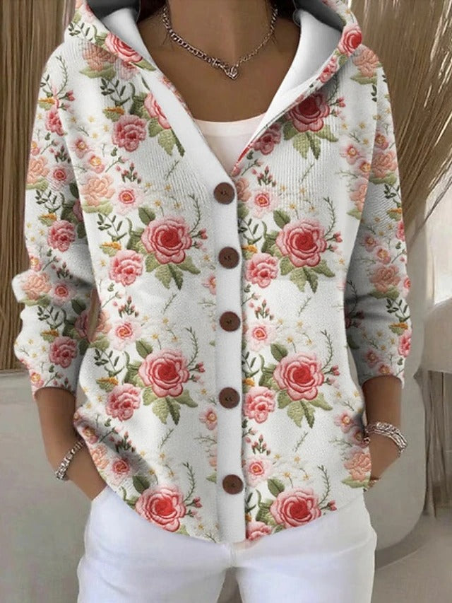 Stylish women's long flowy artistic cardigan, a cozy sweater for warmth and everyday layering.