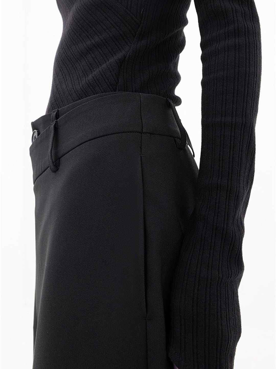 Soft, loose fit women's asymmetrical wide leg trousers, perfect for stylish comfort wear & modern look.