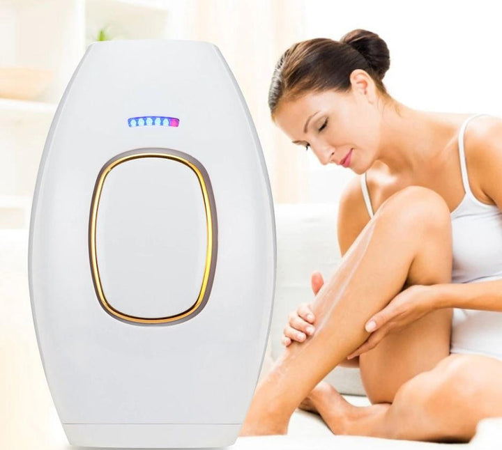 Close-up of gentle laser hair removal device, designed for effective at-home hair reduction on body & face.
