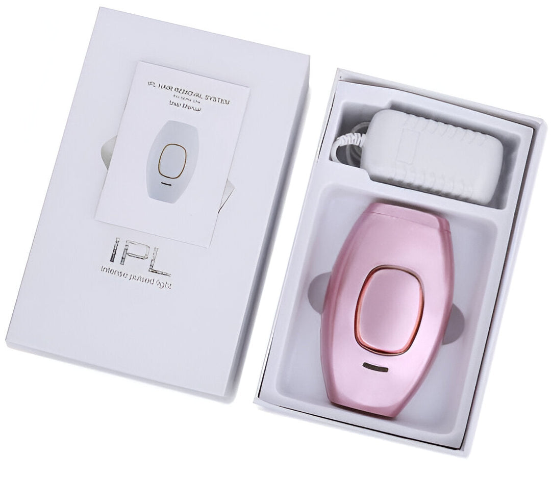 Painless women's beauty device for permanent laser hair removal, offering gentle & effective skin care at home.