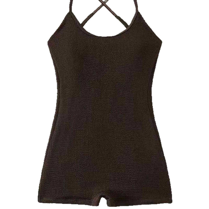 Comfortable & supportive women's ribbed tank monokini. One-piece athletic swimwear designed for movement & style.
