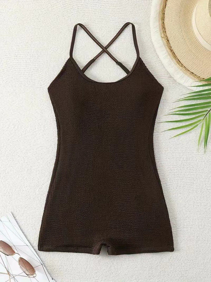 Versatile women's athletic ribbed monokini swimsuit. Tank style beachwear, perfect as a sport one-piece for summer.