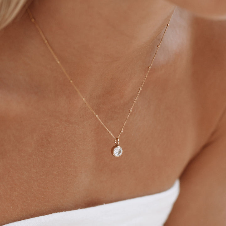 Women's Aurora birthstone necklace, personalized elegant gemstone jewelry.