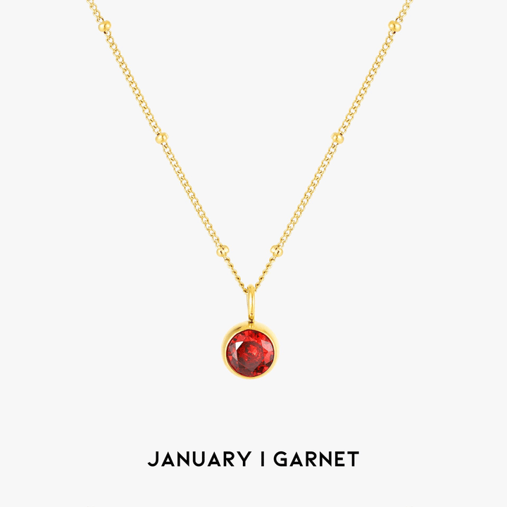 Elegant birthstone necklace, custom women's jewelry with chosen gemstone.