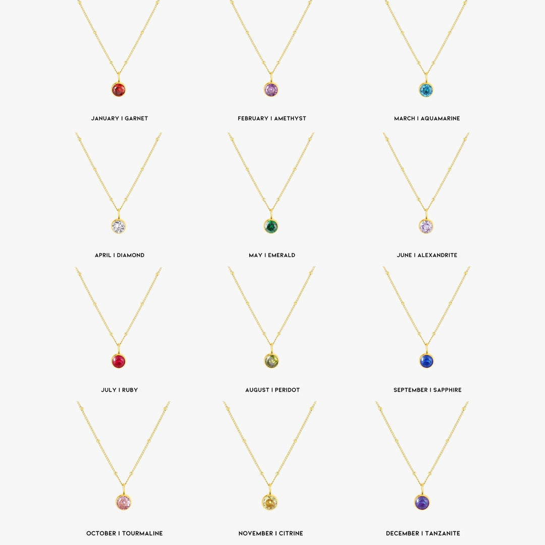 Custom birthstone necklace for women, elegant gold personalized jewelry gift.