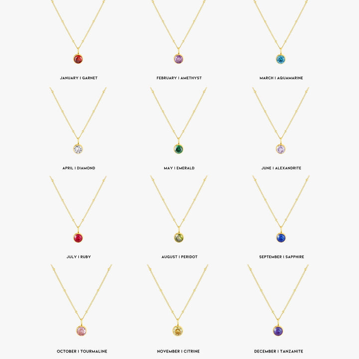 Custom birthstone necklace for women, elegant gold personalized jewelry gift.