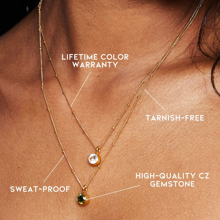 Silver Aurora birthstone necklace, custom elegant women's gemstone jewelry.