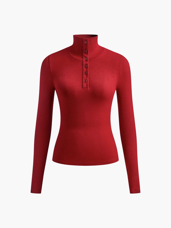 Versatile Aurora women's funnel neck sweater, buttoned design, ideal for everyday casual elegance.