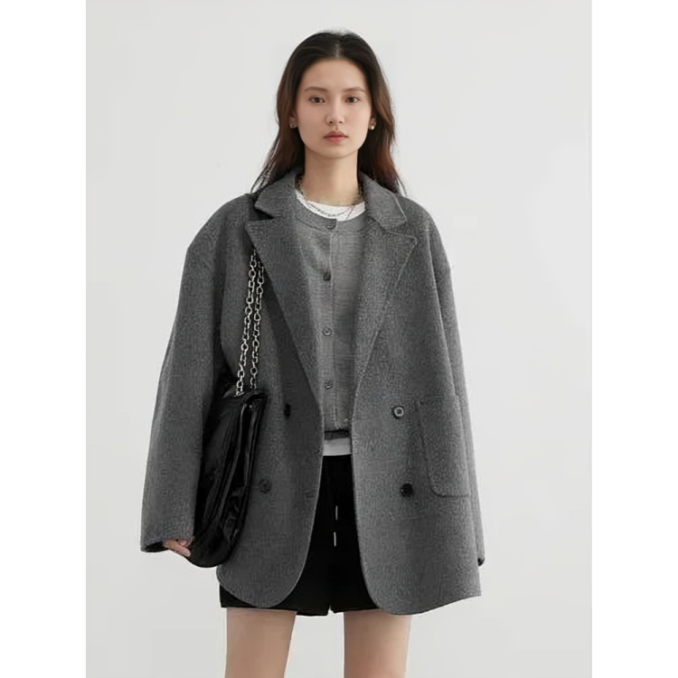 High-quality reversible women's Aurora winter coat. Luxurious wool for elegant, warm fall fashion outerwear.
