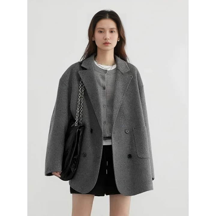 High-quality reversible women's Aurora winter coat. Luxurious wool for elegant, warm fall fashion outerwear.