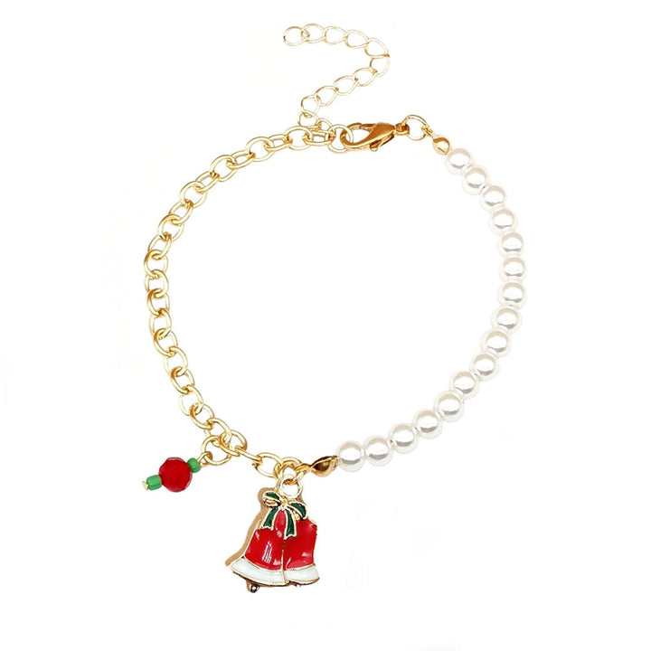 Elegant stainless steel women's charm bracelet, Australian Christmas themed, with pearls.