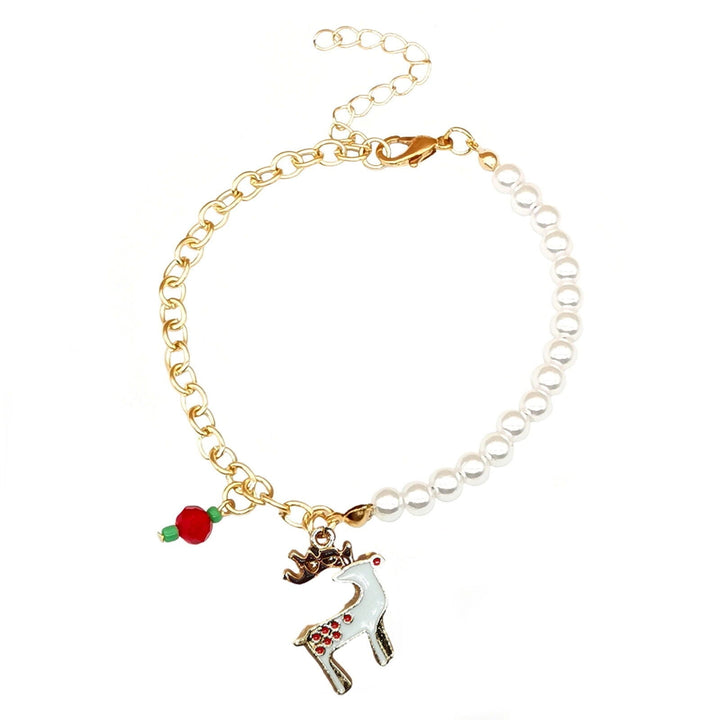 Pearl charm bracelet, women's Australian Christmas jewelry, an adjustable and festive accessory.