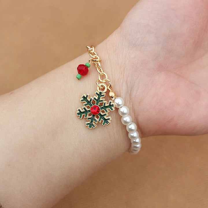 Festive pearl charm bracelet for women, Australian Christmas theme, a lovely seasonal accessory.