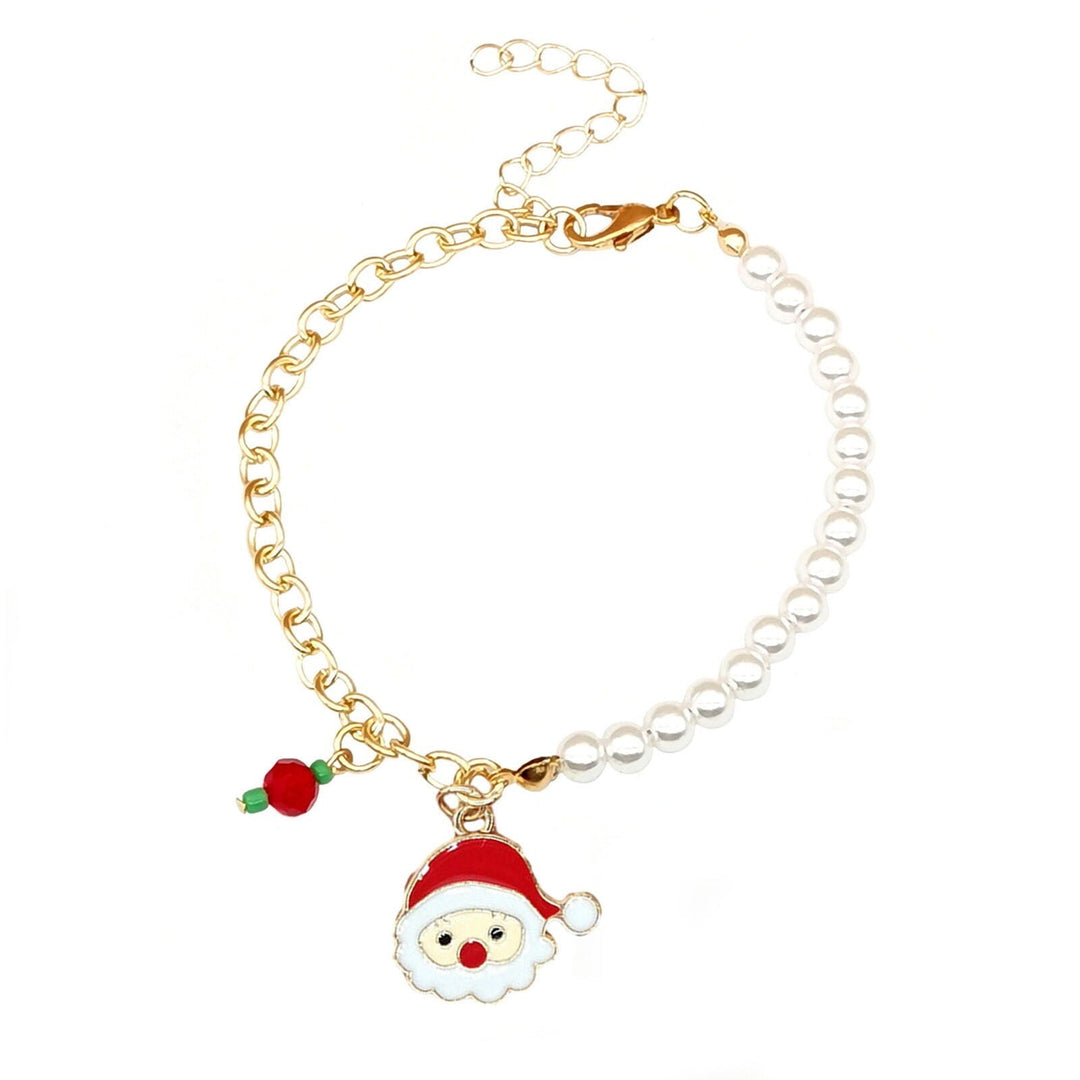 Women's Christmas charm bracelet, adjustable, with Santa, tree & snowflake designs.